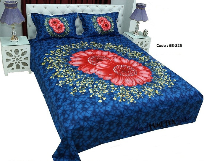 Bed Sheet Combo set-1 pcs bed sheet size – 7.50 Feet X 8.50 Feet + 2 Pcs Pillow cover size 20 inch X 20 Inch. Code GS-825