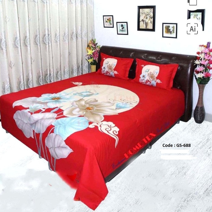 Bed Sheet Combo set-1 pcs bed sheet size – 7.50 Feet X 8.50 Feet + 2 Pcs Pillow cover size 20 inch X 20 Inch. Code GS-688