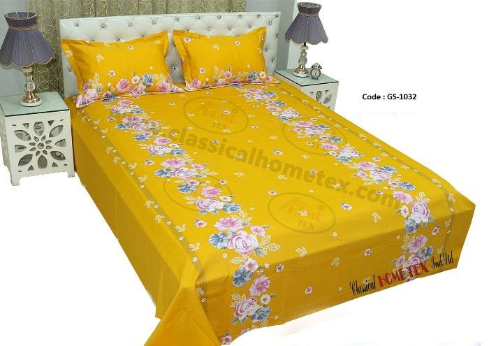 Bed Sheet Combo set-1 pcs bed sheet size – 7.50 Feet X 8.50 Feet + 2 Pcs Pillow cover size 20 inch X 20 Inch. Code GS-1032