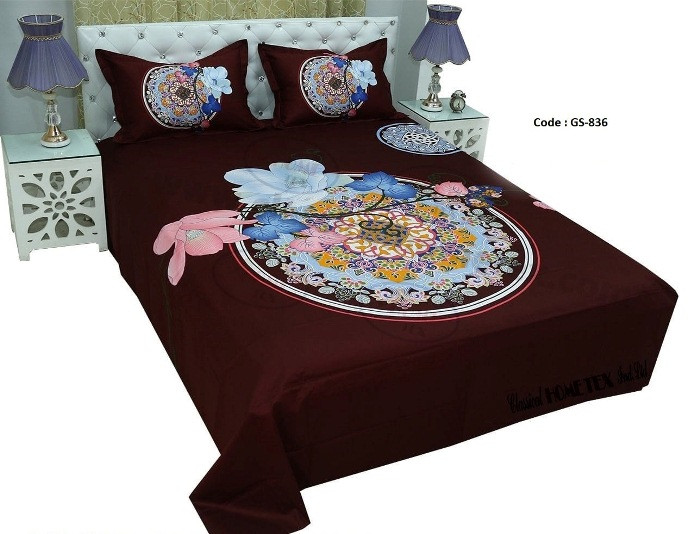 Bed Sheet Combo set-1 pcs bed sheet size – 7.50 Feet X 8.50 Feet + 2 Pcs Pillow cover size 20 inch X 20 Inch. Code GS-836