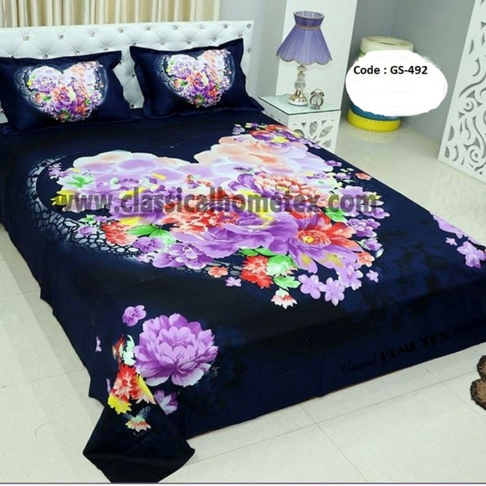 Bed Sheet Combo set-1 pcs bed sheet size – 7.50 Feet X 8.50 Feet + 2 Pcs Pillow cover size 20 inch X 20 Inch. Code GS-492