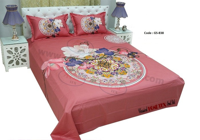 Bed Sheet Combo set-1 pcs bed sheet size – 7.50 Feet X 8.50 Feet + 2 Pcs Pillow cover size 20 inch X 20 Inch. Code GS-838