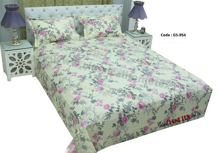 Bed Sheet Combo set-1 pcs bed sheet size – 7.50 Feet X 8.50 Feet + 2 Pcs Pillow cover size 20 inch X 20 Inch. Code GS-954