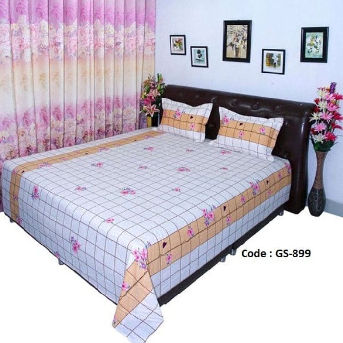 Bed Sheet Combo set-1 pcs bed sheet size – 7.50 Feet X 8.50 Feet + 2 Pcs Pillow cover size 20 inch X 20 Inch. Code GS-899