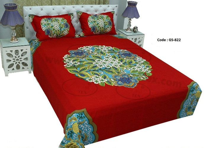 Bed Sheet Combo set-1 pcs bed sheet size – 7.50 Feet X 8.50 Feet + 2 Pcs Pillow cover size 20 inch X 20 Inch. Code GS-822