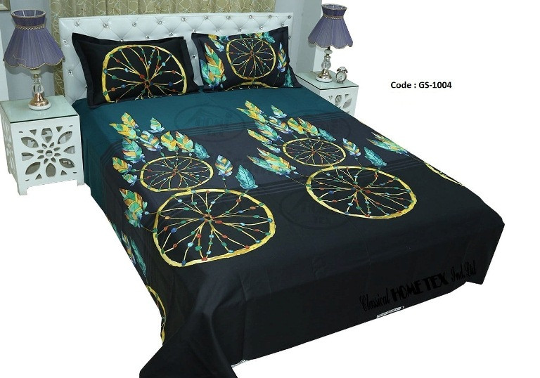 Bed Sheet Combo set-1 pcs bed sheet size – 7.50 Feet X 8.50 Feet + 2 Pcs Pillow cover size 20 inch X 20 Inch. Code GS-1004
