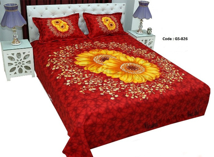 Bed Sheet Combo set-1 pcs bed sheet size – 7.50 Feet X 8.50 Feet + 2 Pcs Pillow cover size 20 inch X 20 Inch. Code GS-826