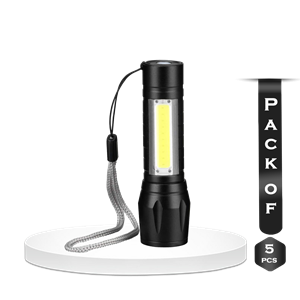 Pack of 5 Telescopic Zoom Flash Light - Black - RTI2005