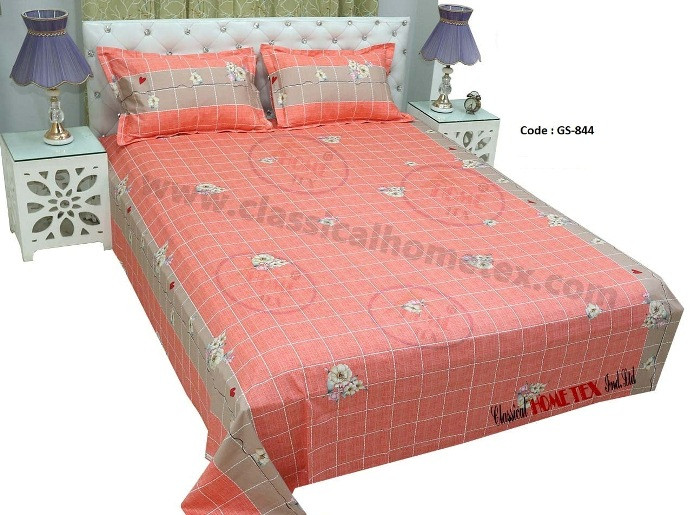 Bed Sheet Combo set-1 pcs bed sheet size – 7.50 Feet X 8.50 Feet + 2 Pcs Pillow cover size 20 inch X 20 Inch. Code GS-844